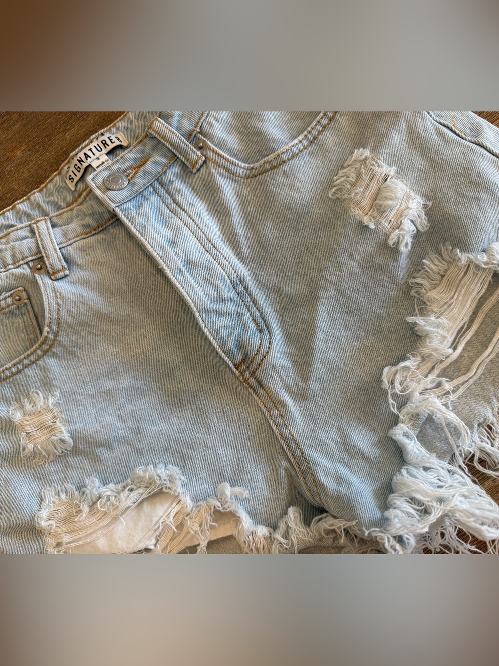 Signature Distressed Denim Shorts